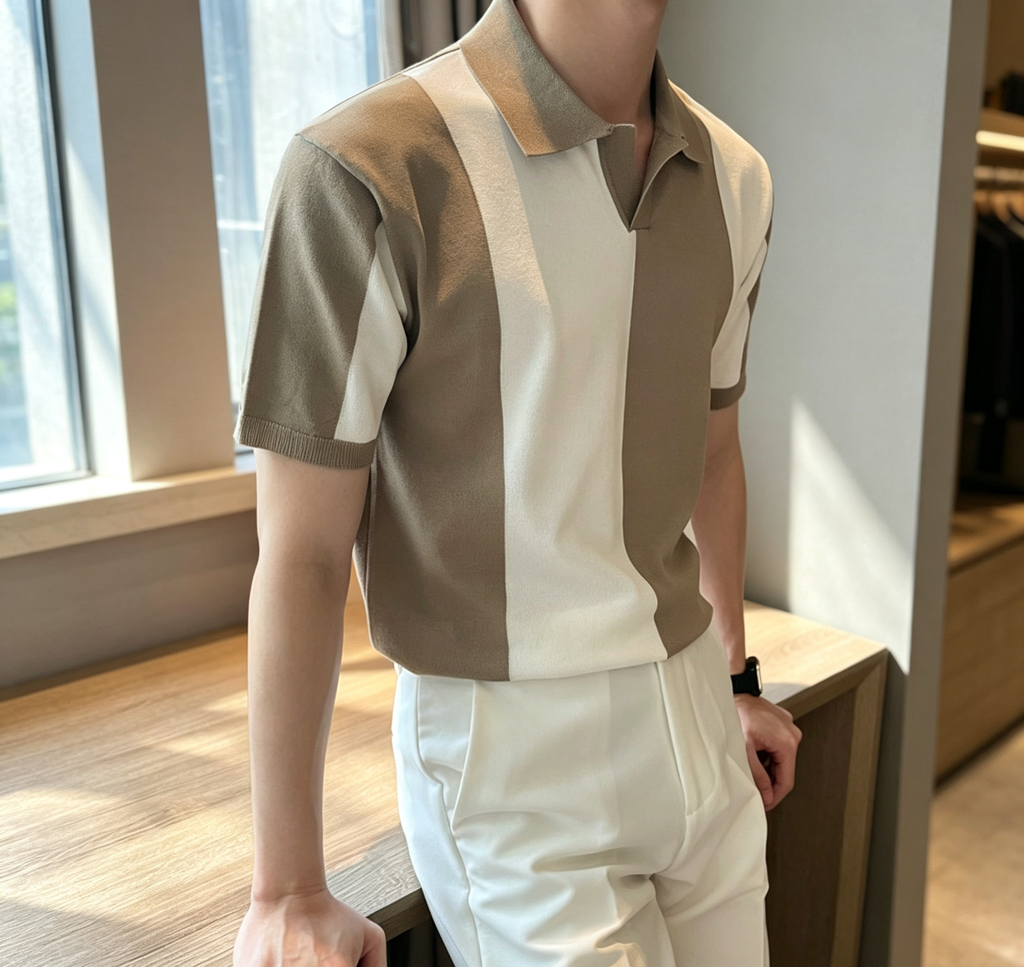 Summer Slim Fit Collared Knit Top